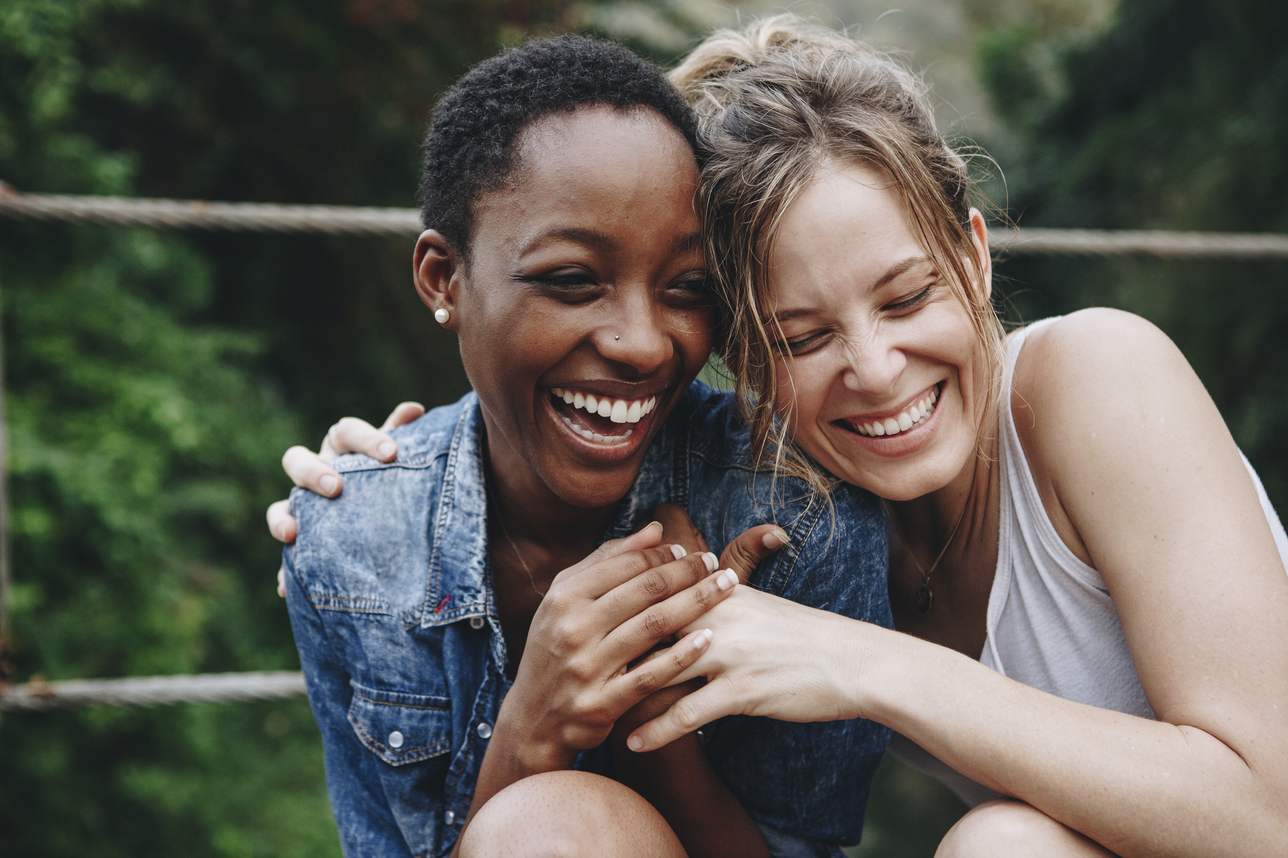 Friends laughing together